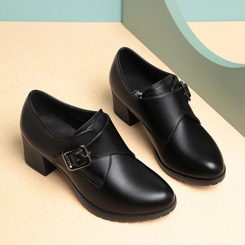 Spring Autumn Mid Aged and Elderly Mother's Shoes Soft Leather Soft Sole Fashion Comfort Women Wedge Heels Shoes