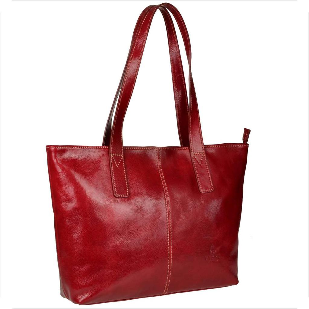 Leather Shopper Bag XL Burgundy Red Vezze Maxi