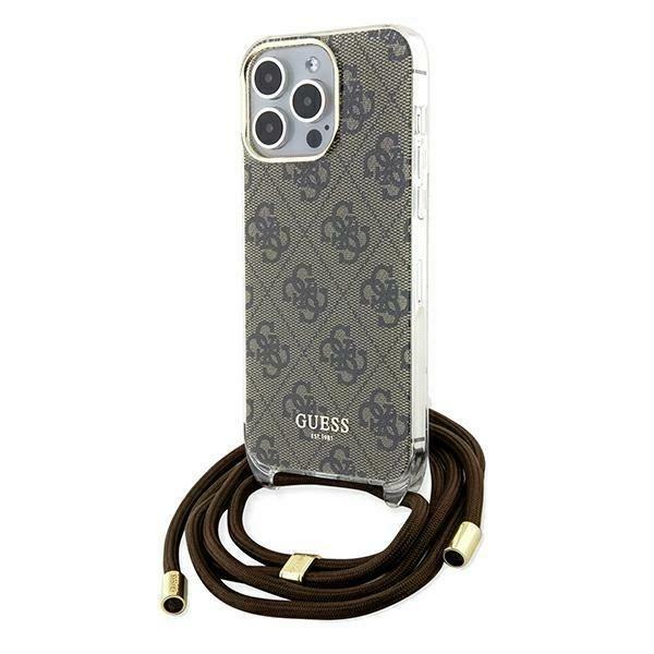 Guess Guhcp15Lhc4Sew Iphone 15 Pro 6.1 Brązowy/Brown Hardcase Crossbody Cord 4G Print