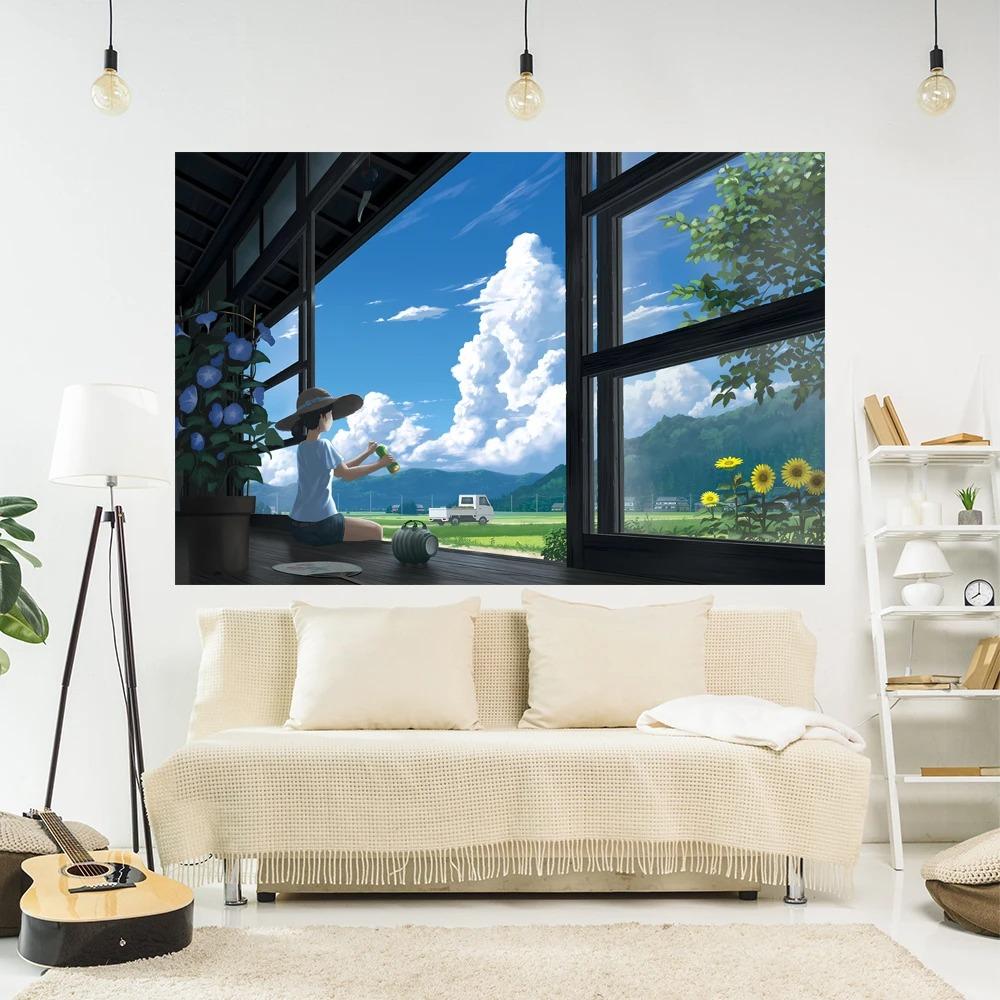 Japanese Comics Landscape Tapestry Office Living Room Decoration Home Wall Tapestry