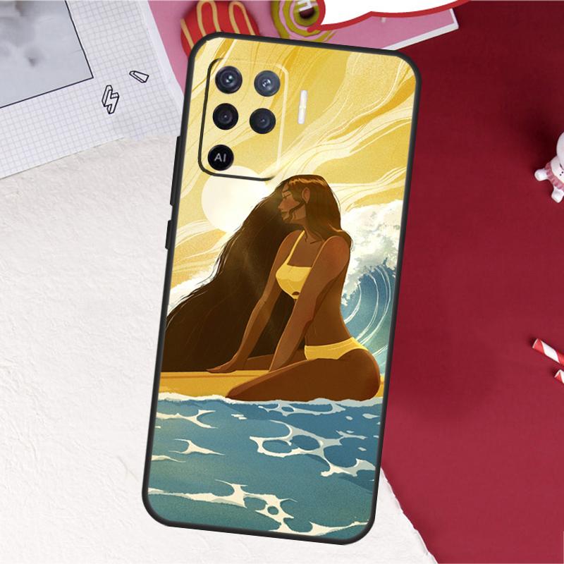 Surfboard Surfing Surf Girl Case For Oppo A60 A80 A40 A18 A38 A58 A78 A98 A96 A76 A16 A94 A74 A54 A15 A17 A57 A77 A5 Pro