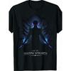 100 Schattenmonarch T-Shirt | Dunkler Fantasy-Krieger mit Lila Augen und Blauen Flammen, Grafikdruck, Schwarz, Freizeitkleidung, Rundhalsausschnitt, Normale Passform,
