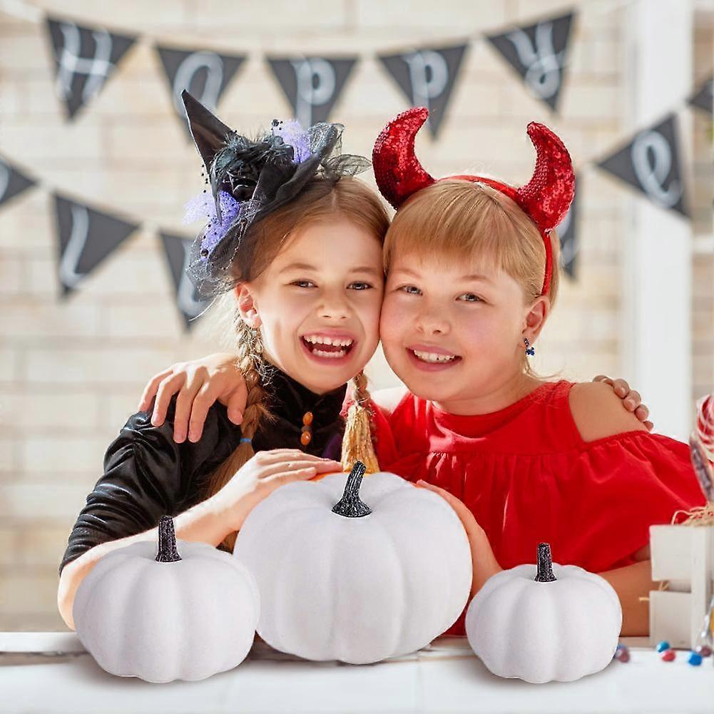 Elegant Easy to Use Reliable 12 Pack Halloween White Plastic Artificial Pumpkins For Decor Diy Smooth