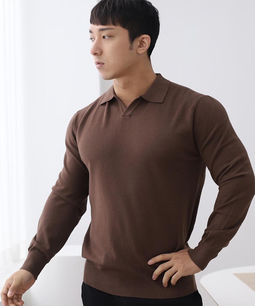 Bestfit Soft Muscle Fit Open Collar Neck Long Sleeve Knit (Type B)