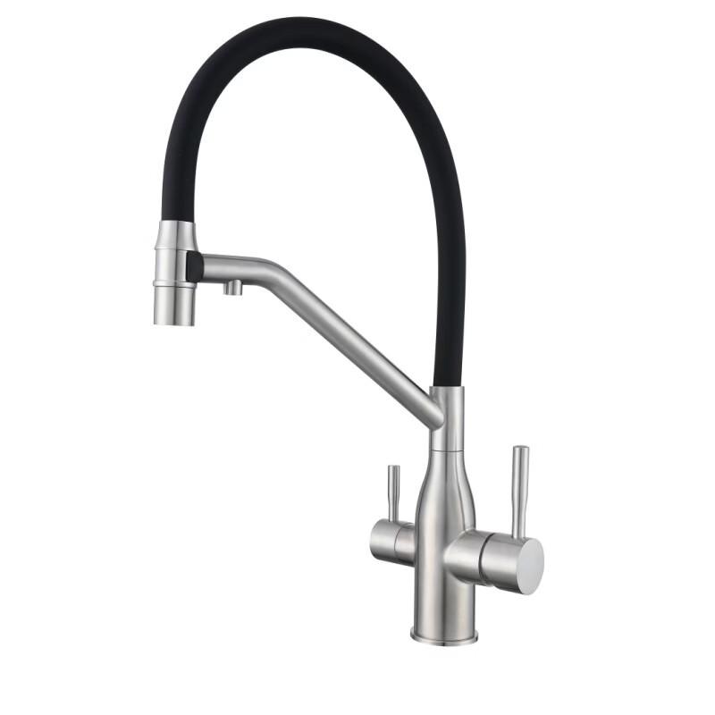 

TLXT 3-in-1 Brushed Stainless Steel Wall-Mounted Kitchen Faucet