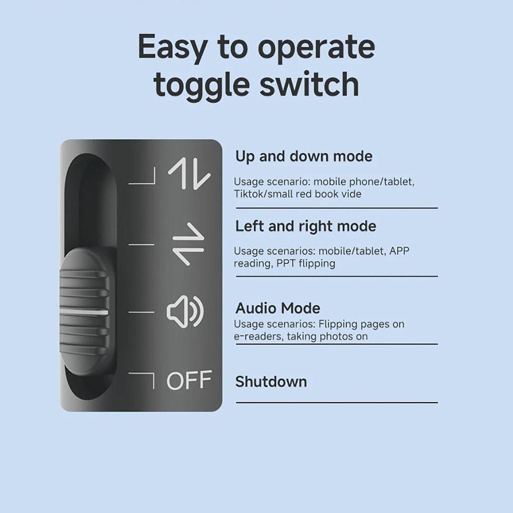 Bluetooth 5.4 BT Page Turner Sliding Short Video PPT Page Turning E-book Reader for Android/iOS/Windows