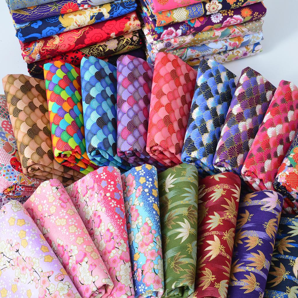 Bronzing Pure Cotton Japanese Fabric By The Meter for Clothing Cheongsam Hanfu Bag Tablecloths DIY Sewing Printed Cloth Colorful