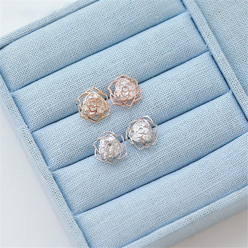 Korean Retro Rose Flower Stud Earrings - New Fashionable Accessories for Women and Students
