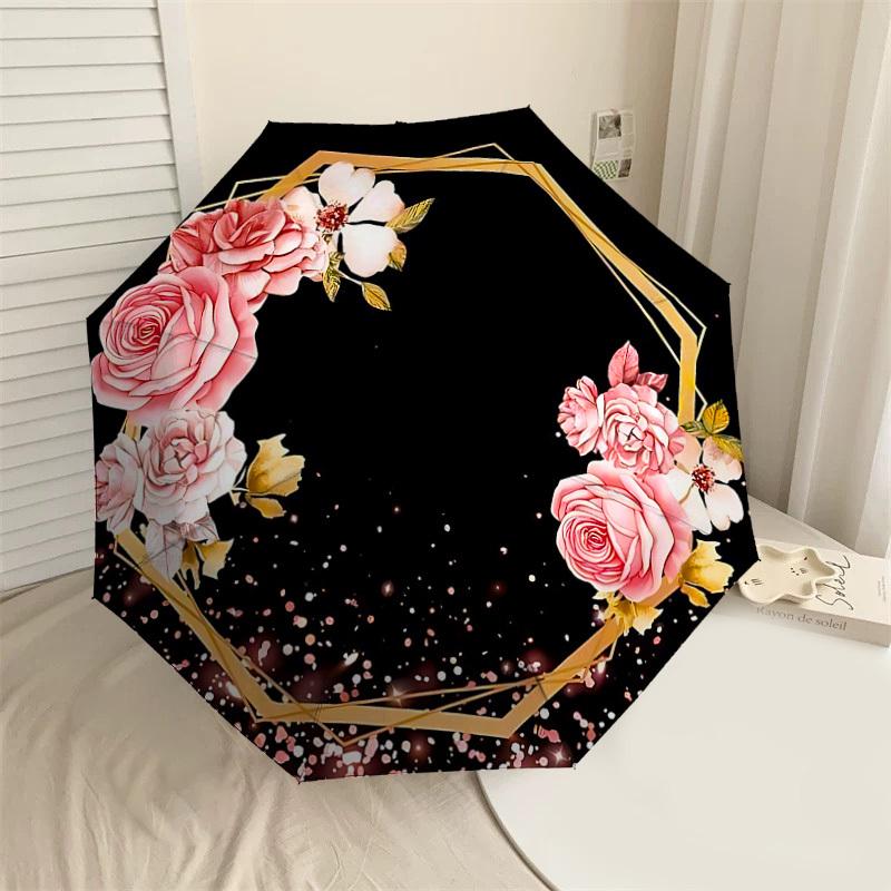 

1PC Floral Frame Umbrella-8-Rib Reinforced, Automatic Open, Lightweight & Durable, Cute Fashion Accessory for Outdoor-F2710