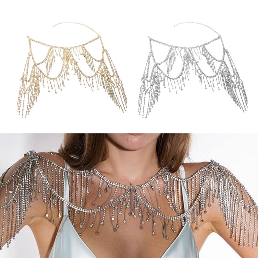 Stylish Layered Rhinestones Body Chain Premium Alloy Construction Versatile Styling for Concerts and Event
