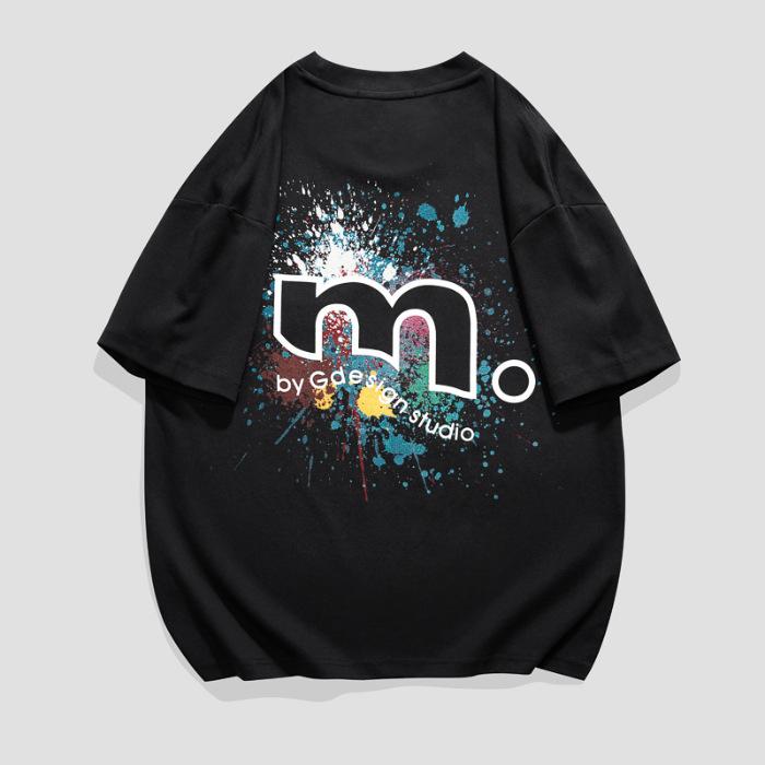 

Летняя тонкая футболка мужская свободная с вышивкой, мужские топы с коротким рукавом для мужской одежды 4XL чёрный