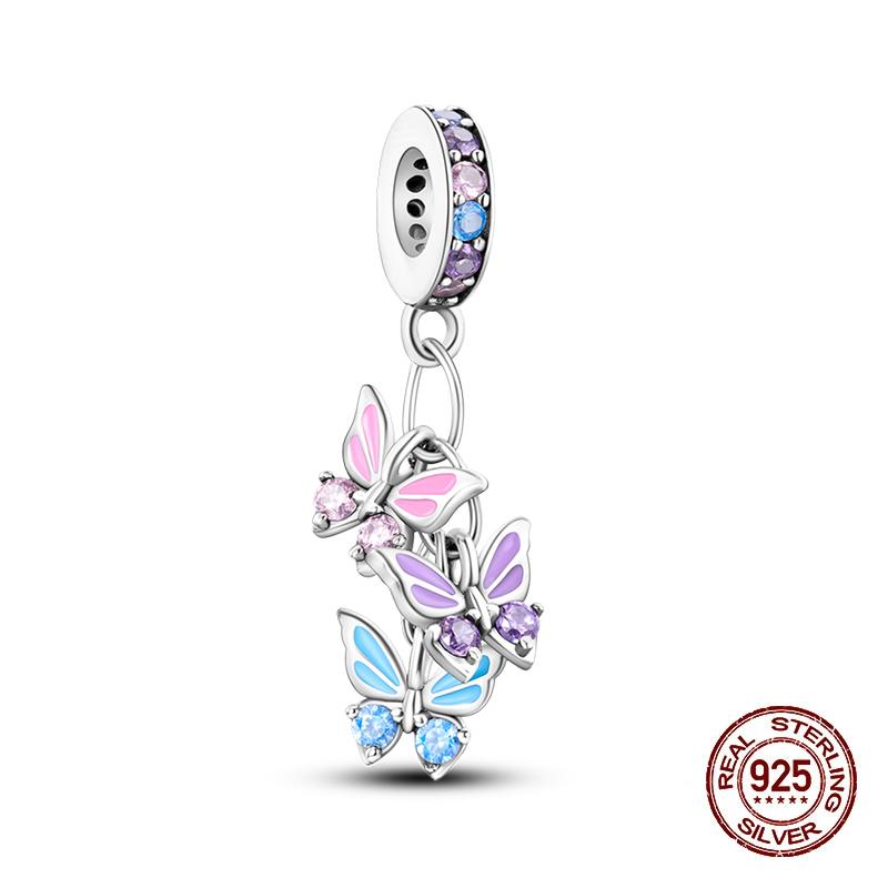 Compatible With 3MM Authentic Bracelets copper Colorful Dragonfly Flower Gem Butterfly Charm Bead Charms Bead Charms Fine Do It Yourself Jewellery Mak