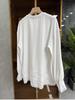 Korean Long Sleeve Lace Trim T-shirt, Round Neck, Solid Color, Casual Loose Fit