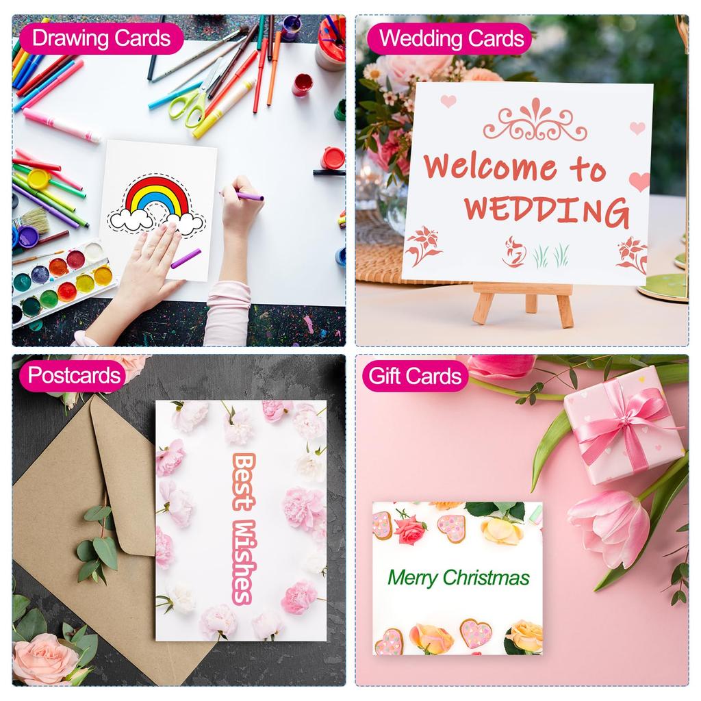 PATIKIL 60 Postcards for Picture Lettering, 140lb/300g, S/M Cotton Watercolor Paper, Extra Thick, with Envelopes for Art Painting, Creative Thank You