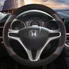 Suede Cow Leather Car Steering Wheel Cover For Honda Fit Jazz City 2009-2013 ight 2010 -2014 Civic 2004-2014 Auto Accessories