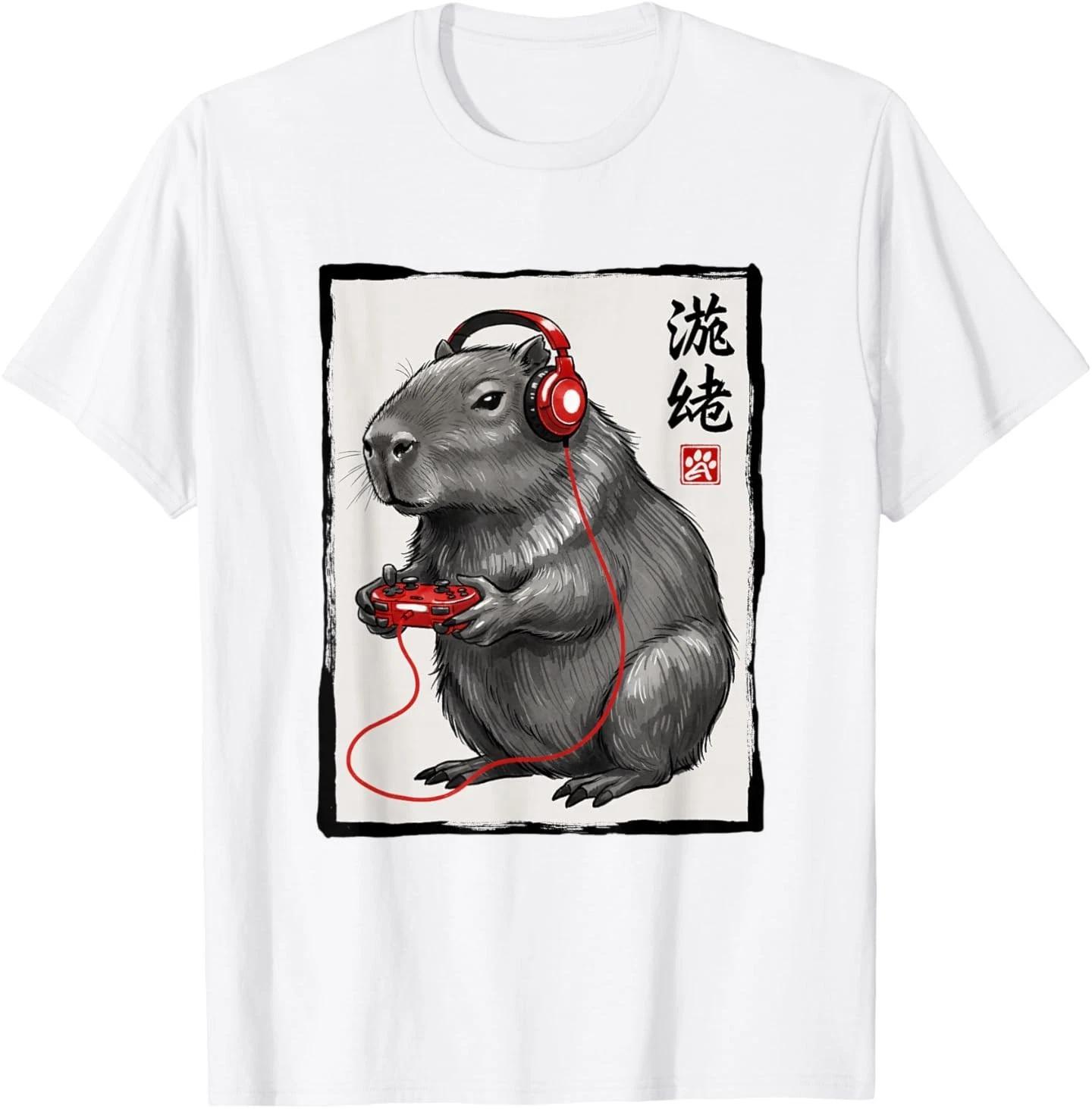 

Capybara Gamer with Headphones Japanese Kanji Gaming T-Shirt 2XL