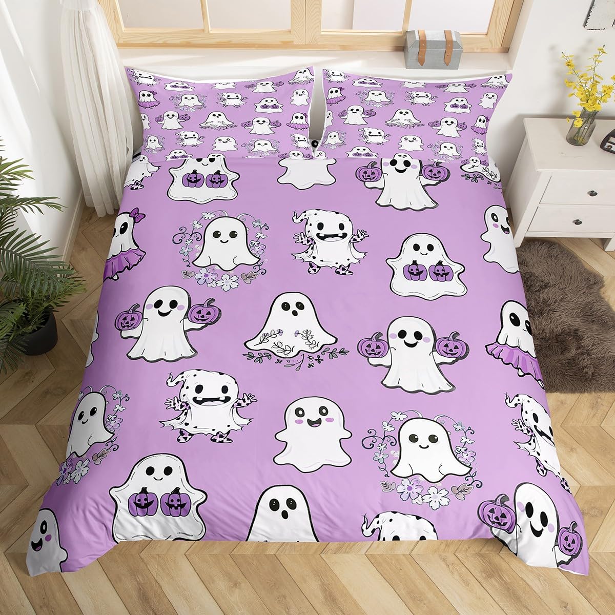 Милый пододеяльник с привидениями на тему Хэллоуина — фото 16