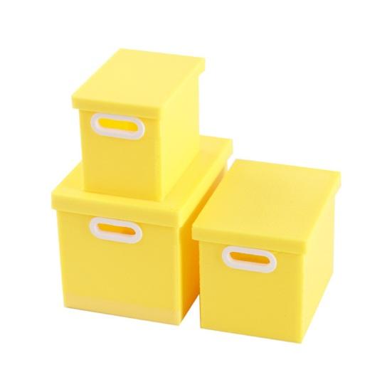 3Pcs/Set Simulation Storage Box 1:12 Miniature Scale Three-Piece Stacking Design Smooth Edges Safe Play Storage Organizer Dollhouse Accessory
