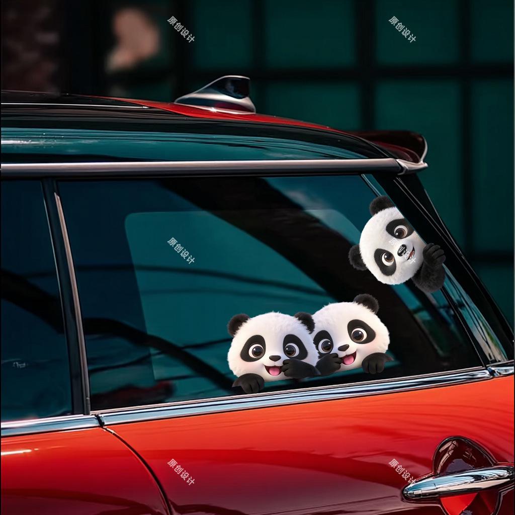 Panda Car Sticker: Cute, Creative, Waterproof, Scratch Cover, Decorative for Electric Vehicles