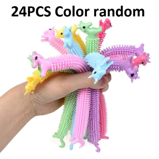 30-3PCS Funny Unicorn Pull Worm Noodle Fidget Toys Stretch String TPR Rope Anti Stress Toys String Stress Relief Autism Vent Toy