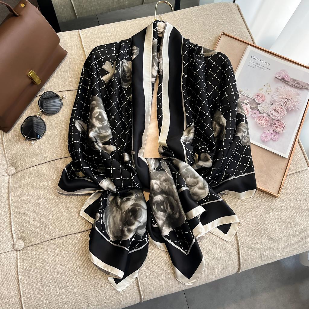 Spring Scarf Women's Luxury Design Scarf Silk Smooth Scarf Soft Muslim Headband Shawl Beach 90x180cm  New