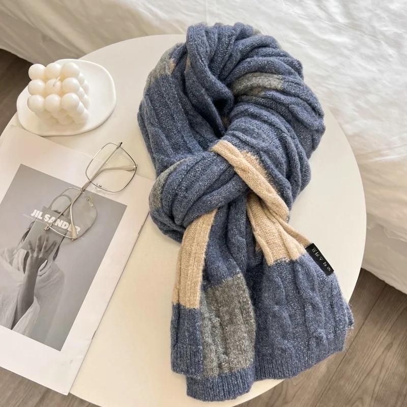 High Quality Classic Wool Solid Scarf Men Women Winter Autumn Knitted Thick Warm Soft Muffler Male Female Korean Version Scarf