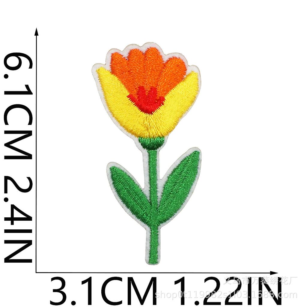 Small Daisy Embroidery Cloth Sticker Cartoon Peony Flower Bag Decoration Computer Embroidery Beautiful Small Red Flower Patch Ironing
