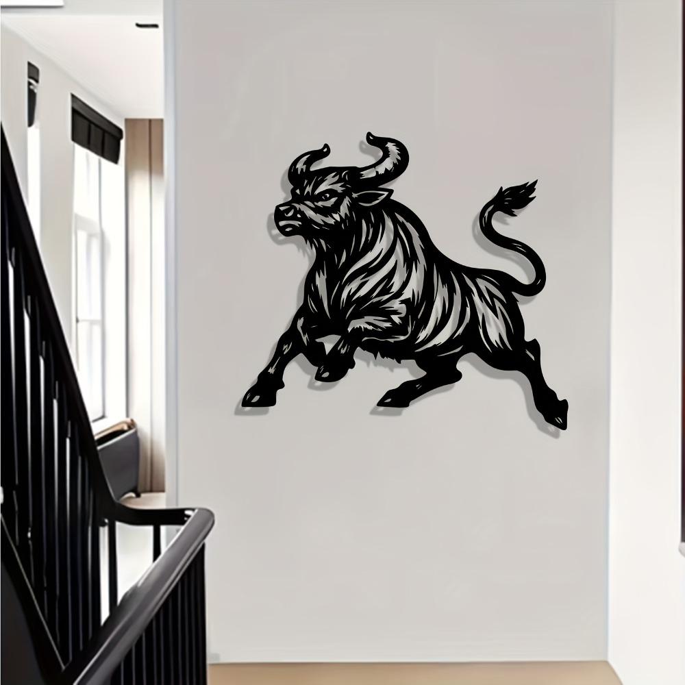 Art Mural Taureau en Métal One Piece, Statue de Taureau Vivante Murale, Super Cadeau du Nouvel An de Noël, Amateurs de Décoration Animale, Sculpture Résistante à la Rouille pour Salon