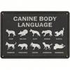 Funny Dog Body Language Metal Tin Sign Vintage Canine Decor Plaque Home Bar Wall Rustic Novelty 8x12