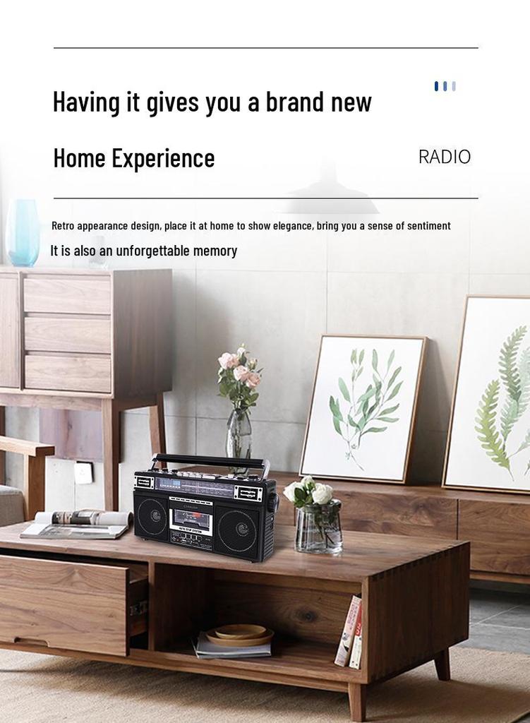 Grid 919 Tragbares 4-Band-Radio mit Bluetooth, USB, SD und Kassettenrekorder
