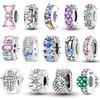 Charms 100% Copper Flowers Colorful Zircon Silicone Spacer Beads Fit 3Mmoriginal Bracelets Fine Diy Jewelry