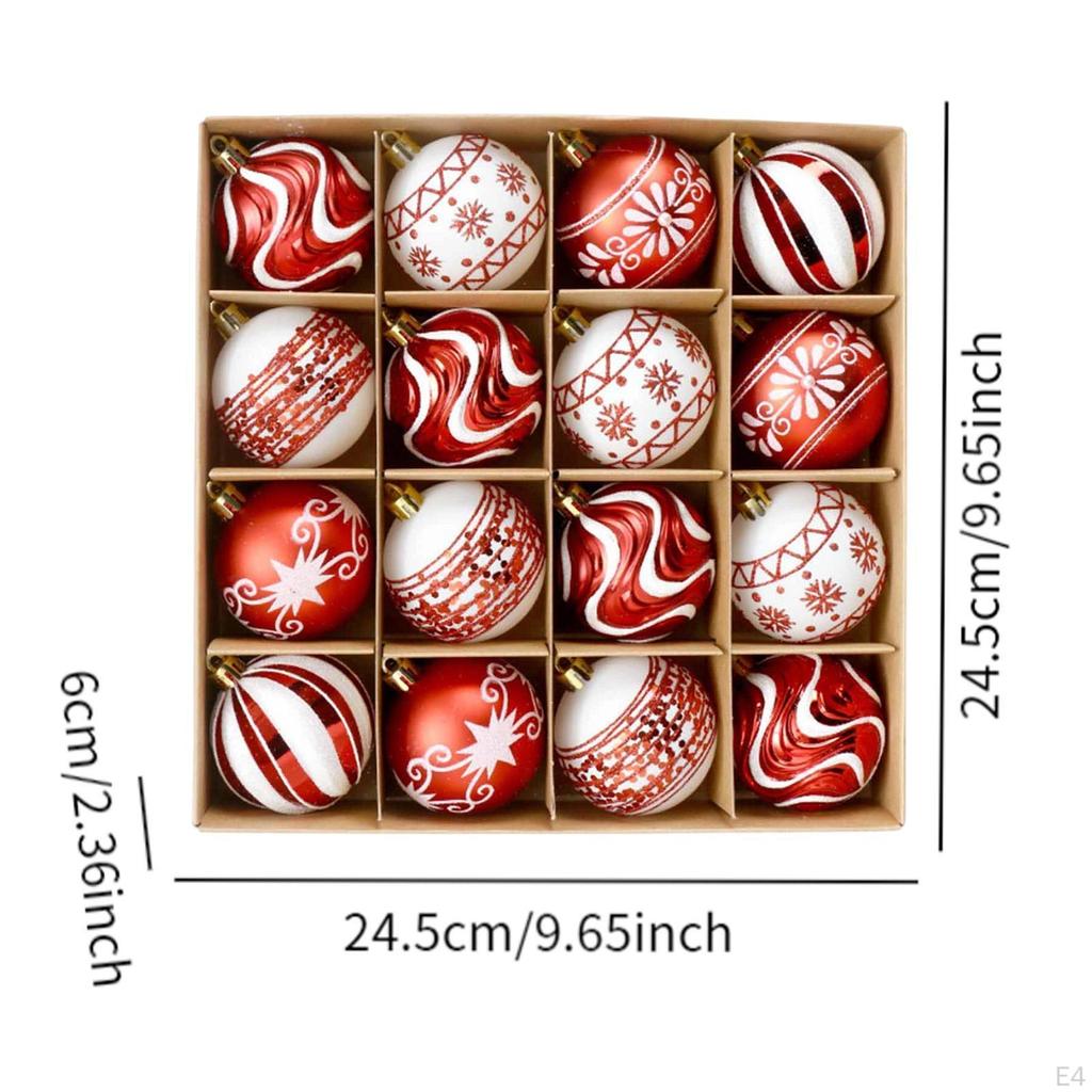 16 Pieces Christmas Ball Ornaments Hanging Crafts Charm Pendants Xmas Decorations for