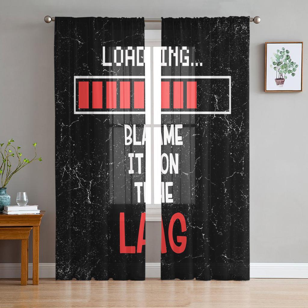 Colorful Game Console White Tulle Curtains for Living Room Decoration Modern Chiffon Sheer Voile Kitchen Bedroom Window Curtain