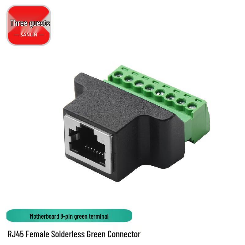 Безпаяный разъем RJ45 на 8-контактный зеленый клеммный блок