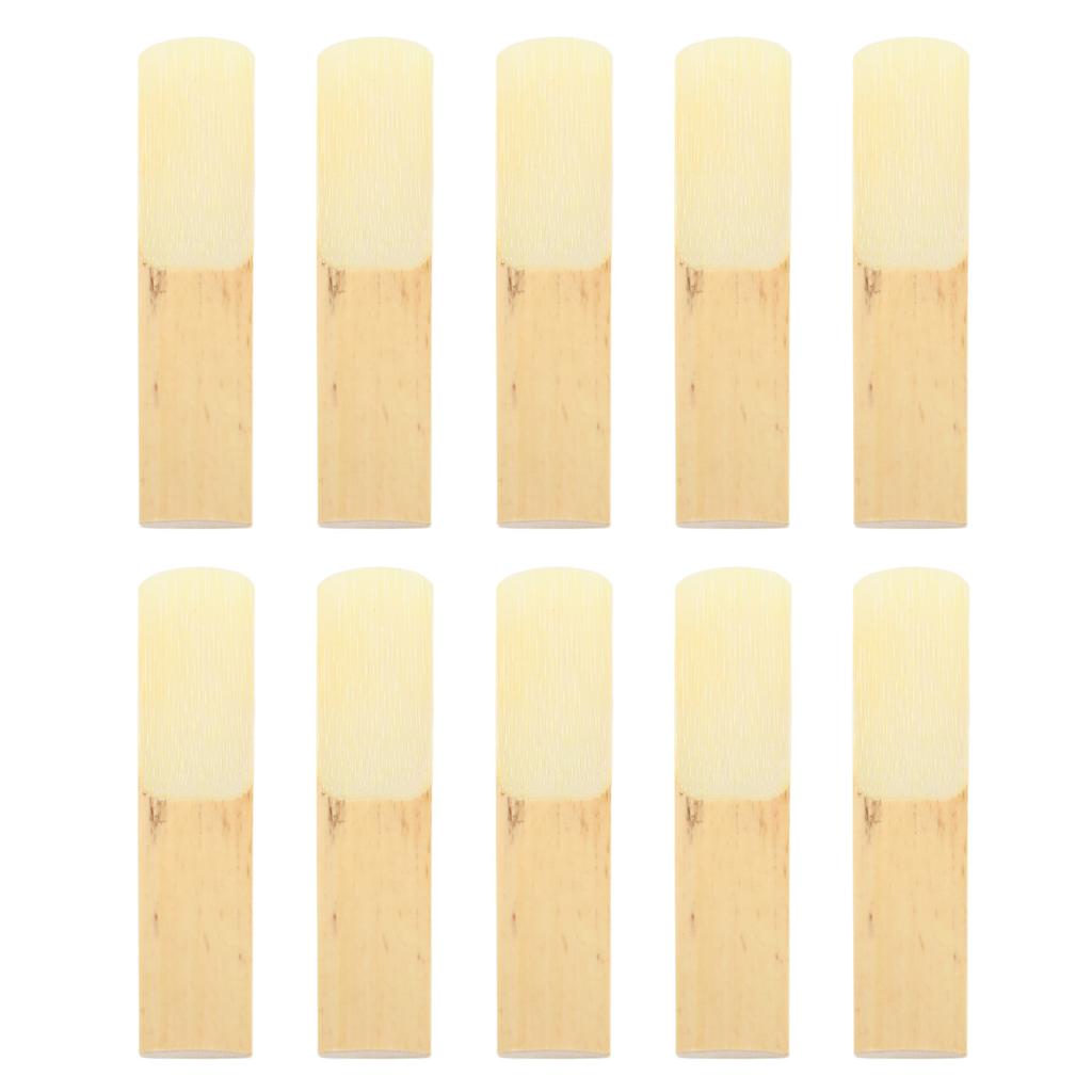 10Pcs Tenor Saxophone Reeds Set Bb Key Sax Replacement Parts Accessories Non Deform with Plastic Box 2.0 Hardness