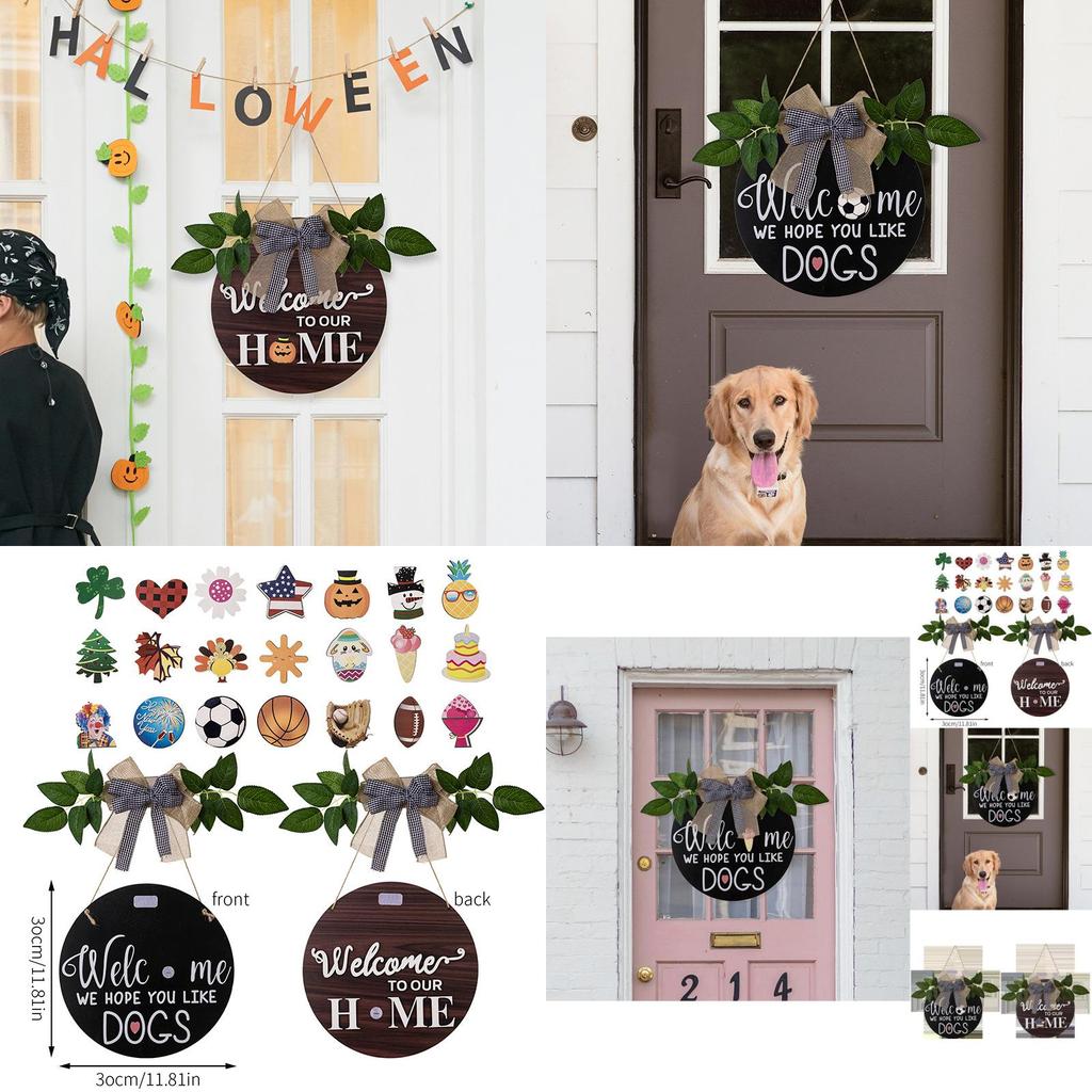 Charming Rustic Home Decor Welcome Sign With Removable Accessories For All Seasons