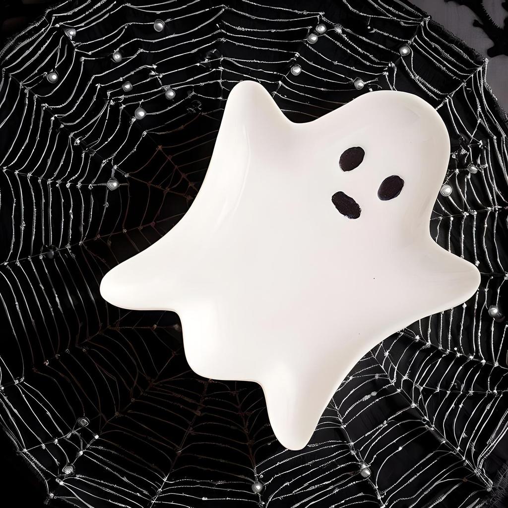 Vassoio Ornamento Fantasma di Halloween Ceramica Carino Vassoio Portagioie Fantasma Decorazioni Piatti di Halloween Per Servire la Cena del Ringraziamento
