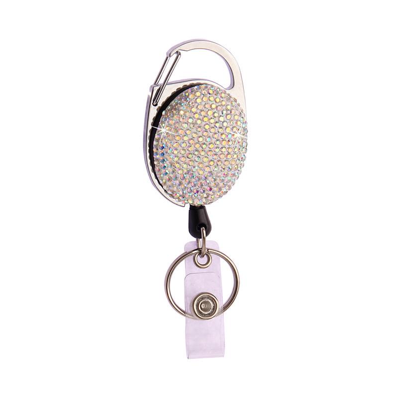 Ceramic Clay Pull-Release Retractable Metal Keychain Egg-Shaped Card Holder