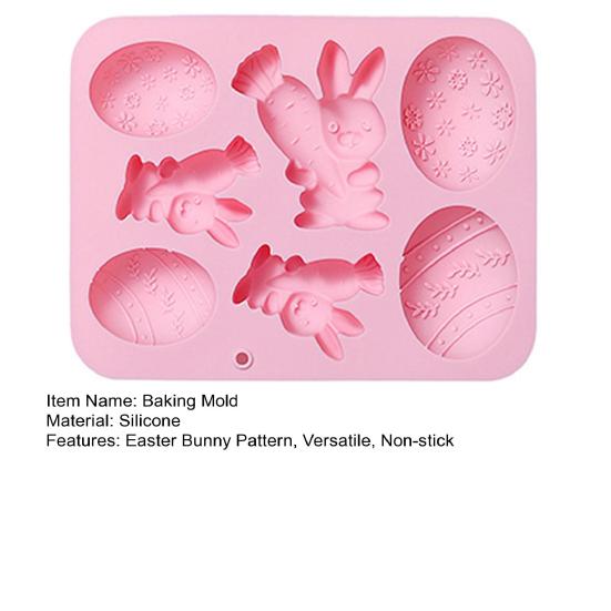 Easter Silicone Baking Mold 4 Egg 3 Bunny Shaped Flexible Non-Stick Cake Mold Chocolate Jelly Ice Cream Dessert Mold