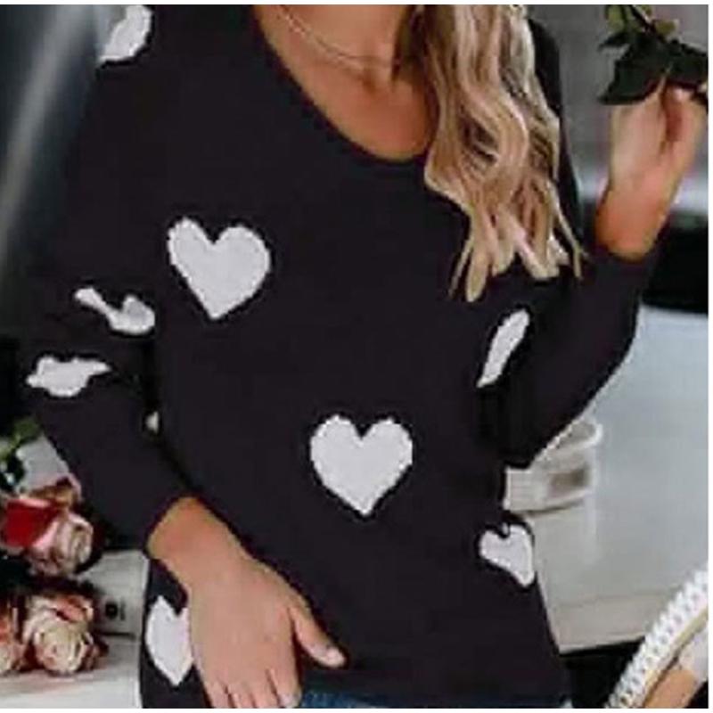 Женские свободные свитера с V-образным вырезом в форме сердца — фото 4