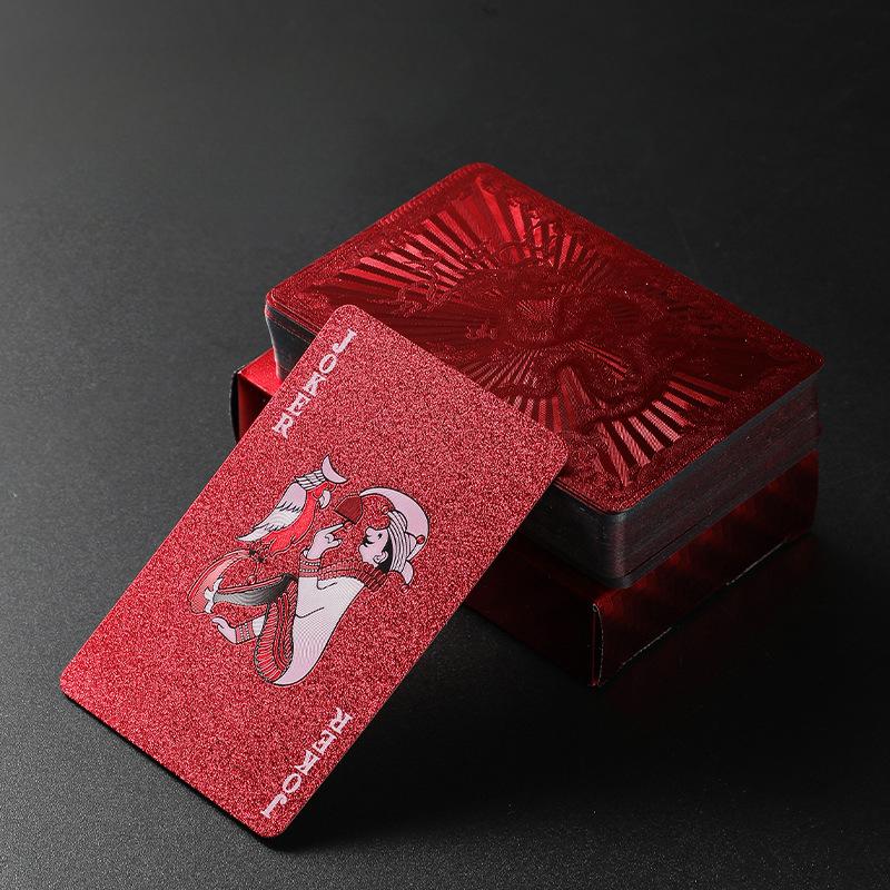 PVC Waterproof Anti Folding Thick Red Playing Cards Board Games for Family Outdoor Picnic Kill Time Entertainment Toys
