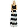 Bimba Women Semi Sheer Georgette Dress Lined Long Maxi Stripe Pattern