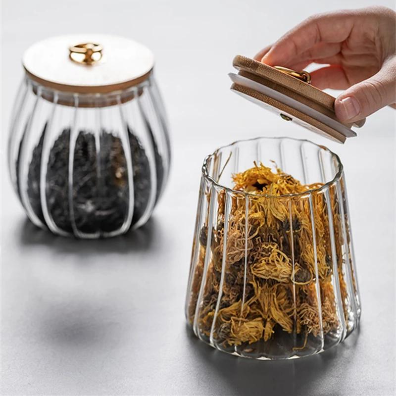 Kitchen Transparent Storage Jar Grain Storage Container Tea Candy Jar Coffee beans Glass Sealed Jar with Lid Food Storage Jar