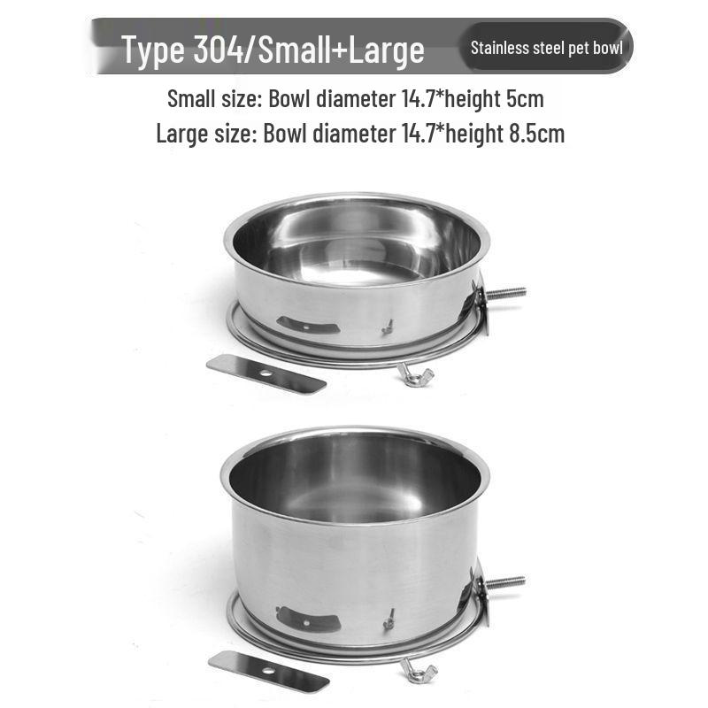 304 Stainless Steel Anti-Spill Hanging Pet Food Bowl for Cages