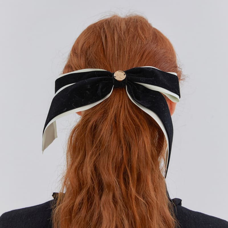 ANOETIC VELVET CLASSIC RIBBON HAIRPIN_BLACK