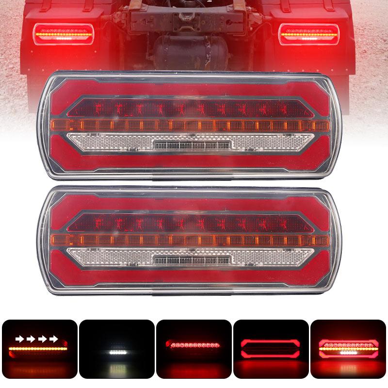 Left Right LED Combination Reflector Tail Light White Red Amber Turn Signal Reverse Brake Light 12V 24V For Trailer Truck Pickup