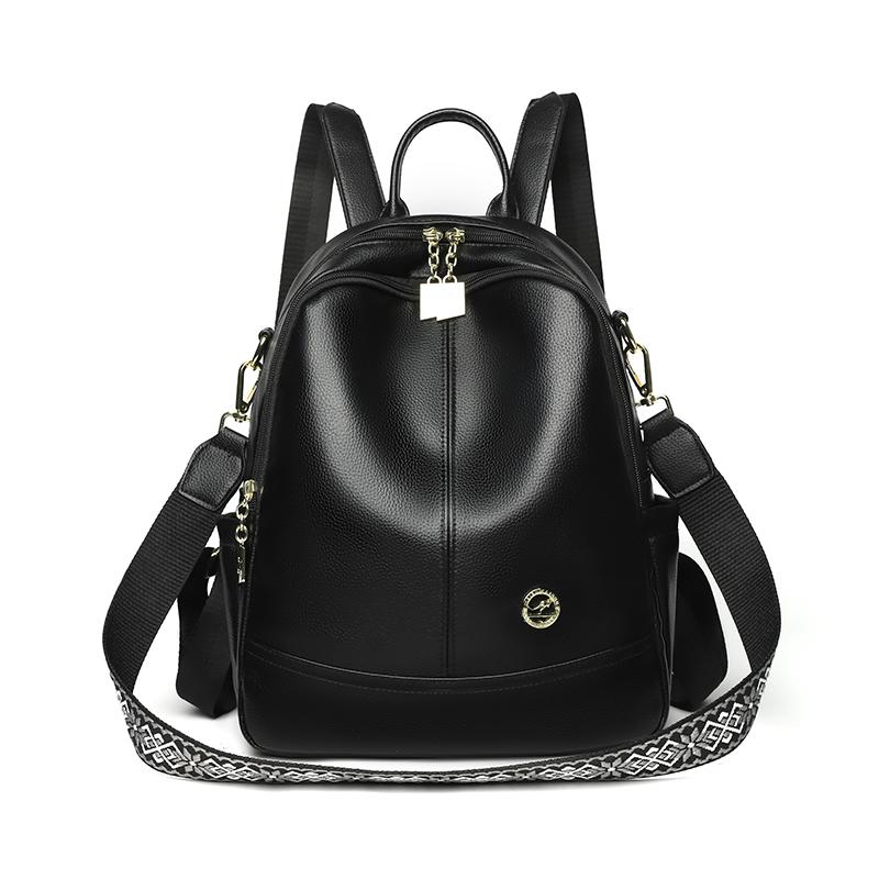 

Жіночий рюкзак з ПУ, багатофункціональна сумка через плече, містка дорожня сумка чорний