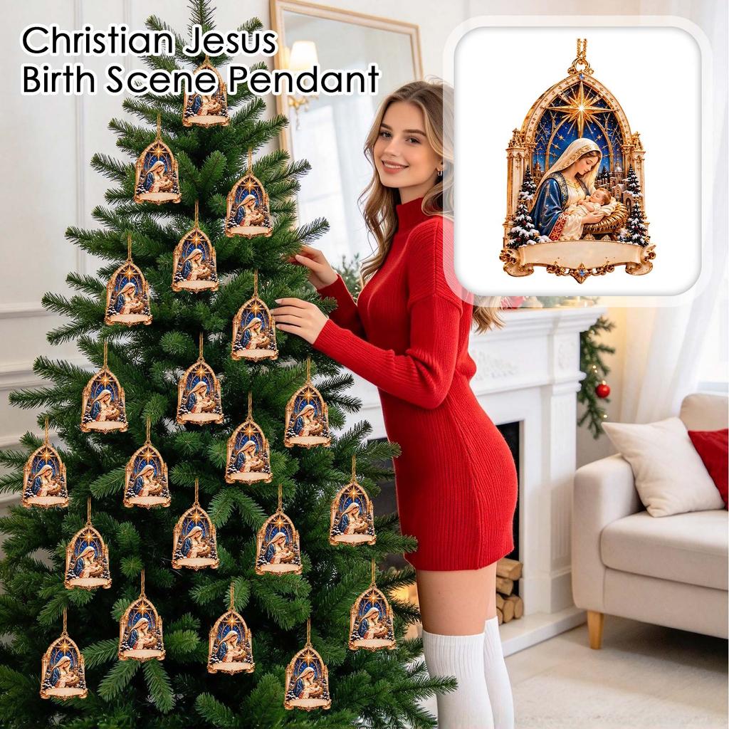 Scene Hanging Ornament, 2D Flat Christmas Tree Decoration for Holiday Home Decor