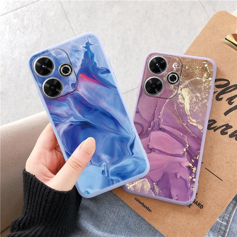 Marmorert mykt silikondeksel til Samsung A55 M35 S24 Redmi Note 13 Pro 13C 14 Xiaomi Poco C65 iPhone 15 Huawei Honor 200 Realme 9 kamera støtsikkert deksel