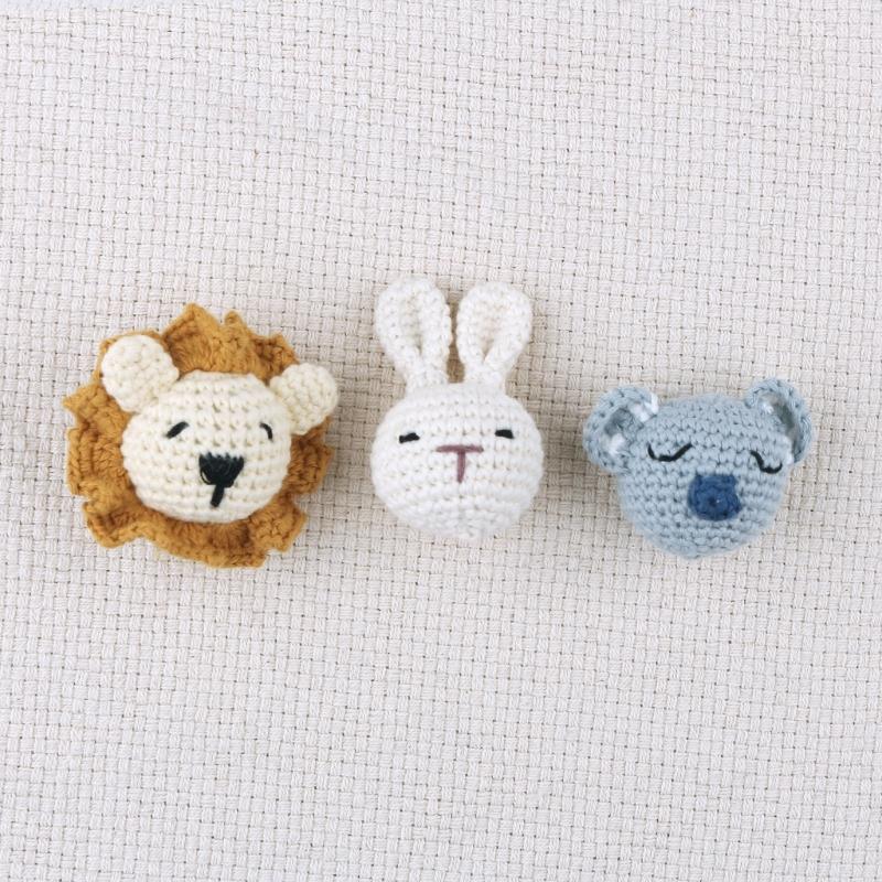 Uncinetto Testa di Animale Lavorazione a Maglia Perline Fai da Te Catena per Ciuccio da Bambino Accessori Masticabili Dentizione per Neonati e Bambini Piccoli Fatto a Mano Durevole